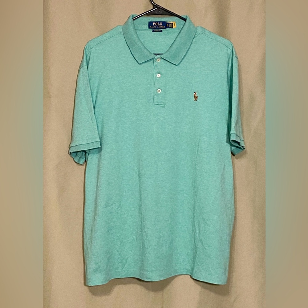 Polo by Ralph Lauren Classic Fit Polo Shirt  Mint Green Flesh Pony Men.XL